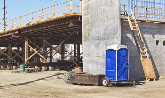 toilets at a construction site to promote productivity and comfort